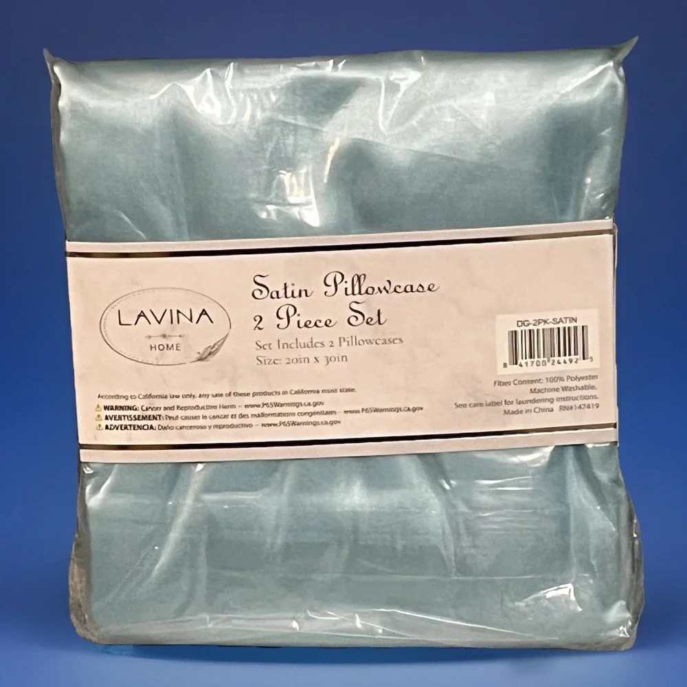 Lavina Home Satin Standard Pillow‎ Cases Set/2 In Aqua/Mint Color